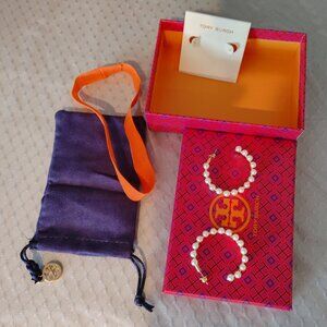 Tory Burch Hoop Earrings with box as pictured.